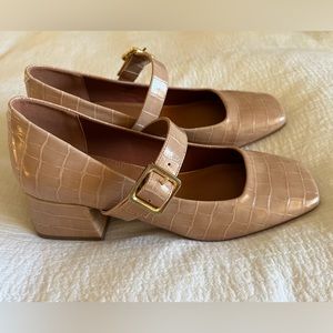 ASOS Design Womens Shoes US 8 UK 6 Mary Jane Pink Croc Heels EUC - COPY